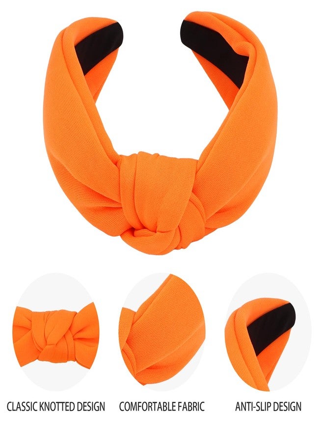 CURASA Orange Knotted Headbands For Women Girls Non Slip Knot Headband Wide Fashion Hairband Top Knot Decorative Hair Accessories Fabric Hair Bands Elastic Head Bands Christmas Party Gifts - Image 4